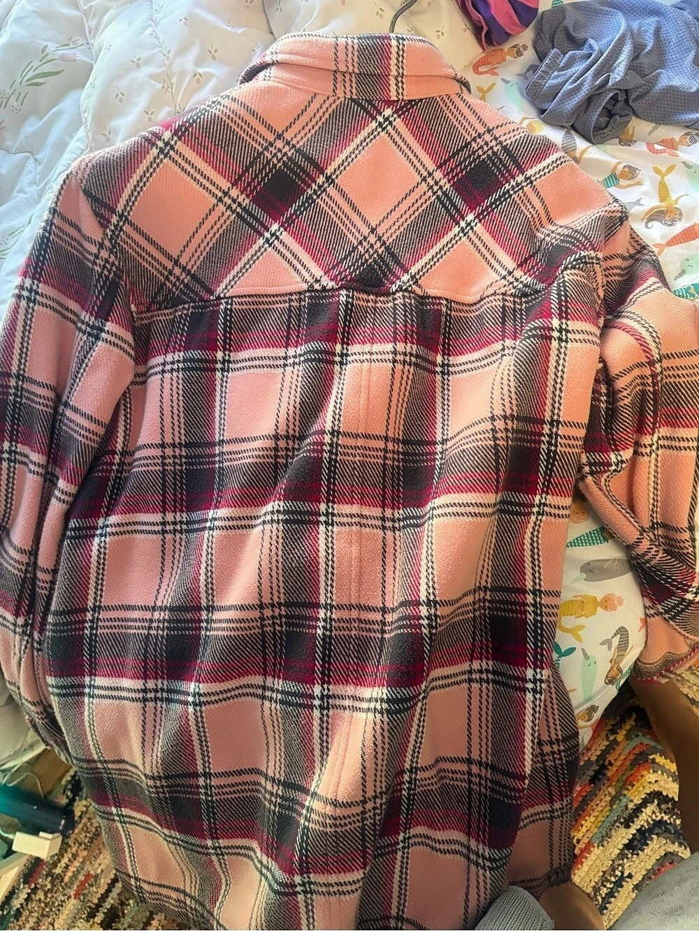 Outerknown Women's Blanket Shirt Plaid Jacket Pink & Black Size Medium